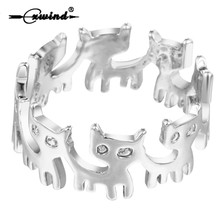 Cxwind Three Color Cat Ring Charms Animal Cat to Cat Rings for Women Knuckle Finger Ring Cute Bohemia Fashion Party Jewelry 2024 - buy cheap