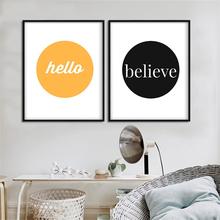 Hello And Believe Letter Nordic Simple Style Home Decor No Frame Painting Poster Canvas Painting Space Wall Art For Living Room 2024 - buy cheap