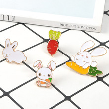 Cartoon Animal Rabbit White Rabbit Carrot Enamel Brooch Alloy Badge Denim Shirt Bag Pin Cute Sweet Jewelry Gift For Kid 2024 - buy cheap
