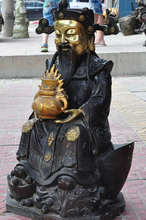006441 chinese bronze gilt wealth yuanbao money Treasure bowl Fortuna Mammon god statue 2024 - buy cheap