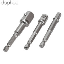 Dophee-adaptador de enchufe de martillo de 1/4 ", vástago hexagonal a 1/4", 3/8 "y 1/2", juego de llaves de tubo, barra de extensión de brocas, herramienta eléctrica, 3 uds. 2024 - compra barato