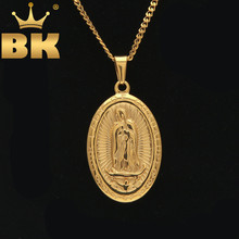 Catholic Necklaces For Men/Women Stainless Steel Gold Color Chain & Pendant Religious Lady Mother Virgin Mary Jewelry 2024 - buy cheap