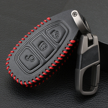 Кожаный ключ для стайлинга автомобиля с дистанционным управлением брелок чехол для Ford Fiesta Focus 3 4 MK3 MK4 Mondeo Ecosport Kuga Focus ST 2024 - купить недорого