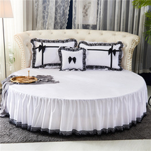 2019 NEW Cotton lace round bed Bedspread Fitted Sheet Pillowcases  2/3pcs Solid Princess Round bed spread 2024 - buy cheap