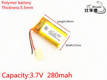 3.7V 280mAh 551730 Lithium Polymer Li-Po li ion Rechargeable Battery cells For Mp3 MP4 MP5 GPS PSP mobile bluetooth 2024 - buy cheap
