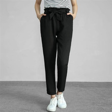 Chiffon Suit Pants 2022 Women' Pants New Fashion Casual Slim Wide Leg Pencil Pants Work  High Waist Sashes Ankle Pant 2024 - buy cheap