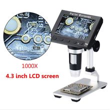 1000X USB электронный микроскоп LCD цифровой видео микроскоп камера 4,3 дюймов HD OLED эндоскоп Лупа камера + светодиодные фонари 2024 - купить недорого