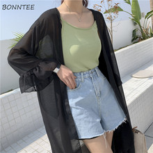 Shirts Women Chic All-match Daily Loose Korean Style Chiffon Casual Womens Clothing Elegant Flare Sleeve Simple Summer Students 2024 - buy cheap