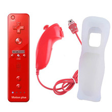 ONETOMAX красный 2 в 1 беспроводной геймпад пульт дистанционного управления Встроенный Motion Plus с нунчаком для Nintendo Wii контроллер Джойстик 2024 - купить недорого