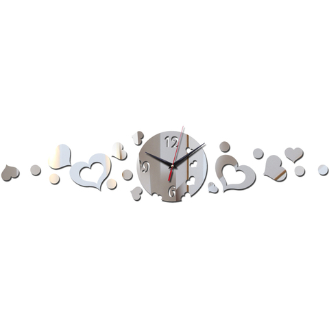 Новые горячие продажи 3d акриловые настенные часы зеркальные украшения для дома любовь современный дизайн diy часы-наклейка 2022 - купить недорого
