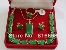 Real natural verde jade jóias colar pingente pulseira brincos anel conjunto 2024 - compre barato
