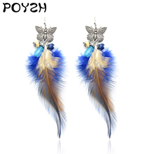 Pendientes colgantes de plumas de colores, accesorios de joyería, estilo étnico, bohemio 2024 - compra barato