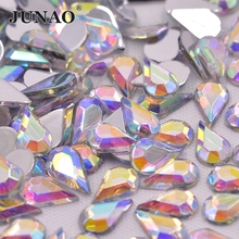 JUNAO 5*8 мм Flatback Crystal AB Стразы в форме капли стразы кристаллы камни не шитые акриловые бусины для одежды тканевые изделия 2024 - купить недорого