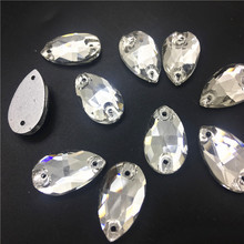 TopStone Crystal Clear 7x12mm 11x18mm 13x22mm Teardrop Sew on Rhinestones Droplet Sewing Glass Crystals 2024 - buy cheap