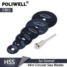POLIWELL 7 unids/set herramienta rotativa portátil cuchillas de sierra Circular Mini discos de corte de rueda Mandril para molinillo de dragel corte de madera 2024 - compra barato