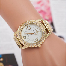 Reloj de cuarzo personalizado para mujer, pulsera Digital con correa de aleación, dorado, Ceasuri 2024 - compra barato