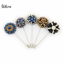 BoYuTe 5Pcs Hand Made Rhinestone Flower Lapel Pin Men's Clothing Accessories Brooch Pins for Suits 2024 - buy cheap