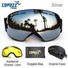 COPOZZ марка профессиональные лыжные очки 2 дважды объектива UV400 противотуманные большие сферические лыжные очки лыжи мужчины женщины снег очки Набор 2024 - купить недорого