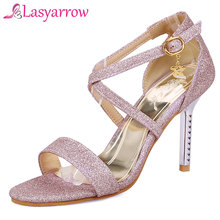 Lasyarrow Sapatos Sandálias Gladiador Das Mulheres Sapatos de Verão Sandálias de Salto Alto Do Dedo Do Pé Aberto Sapatas Das Senhoras Ouro Prata Grande Tamanho 31-48 RM382 2024 - compre barato