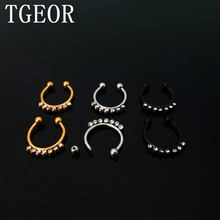 Free shipping 16G mixed colors circular barbell 30pcs surgical Stainless Steel ball in line gem crystals horseshoe piercing ring 2024 - buy cheap