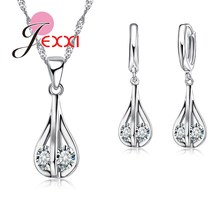 New Arrival Sparkling Water Drop CZ Stone Pendant 925 Sterling Silver Jewelry Sets For Girls Woman Trendy Wedding 2024 - buy cheap