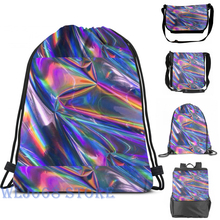 Funny graphic print shoulder Bags women Holographic Material Single shoulder backpack travel for men Gym Bag 2024 - buy cheap