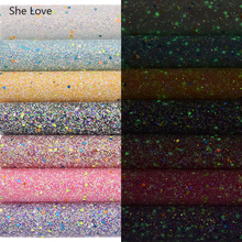 Chzimade A4 Glow In the Dark Chunky Glitter Synthetic Leather Fabric For Bows Handbags Diy Sewing Materials 2024 - buy cheap