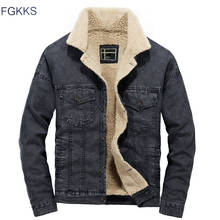 FGKKS Winter Warm Men Denim Jackets Coat 2020 Male Brand Fashion Bomber Jacket Men's High Quality Cowboy Jacket Outerwear 2024 - buy cheap