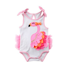 Macacão de algodão com pétalas de flamingo 3d para bebês, meninos e meninas, recém-nascidos, roupas de verão 2019 2024 - compre barato