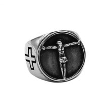 Vintage Cross Jesus Ring Stainless Steel Jewelry Pentagram Satan Ram Goat Head Biker Men Ring Wholesale 867B 2024 - buy cheap