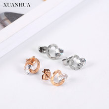 XUANHUA Stainless Steel Jewelry Woman Vogue 2019 Rose Gold Stud Earrings Bohemian Charm Fine Jewelry Accessories Gifts For Women 2024 - buy cheap