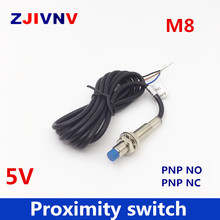 Interruptor de proximidad de 5v, sensor de proximidad de metal, VOLTAJE DE TRABAJO DE 5v, 3 cables M8 PNP NO/normalmente abierto, o PNP NC 2 unidades/lote 2024 - compra barato