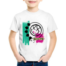 Fashion Print Blink 182 Rock Band Smiley Face Children T-shirts Kids Cute Summer Tees Boys/Girls Casual Tops Baby Clothes,HKP501 2024 - buy cheap