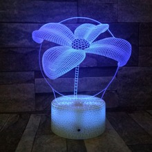 Lámpara LED de mesa 3D con diseño de flores para niña, luz nocturna con 7 colores cambiantes, Control remoto, Base de grieta blanca táctil, USB, decoración de fiesta, regalo 2024 - compra barato