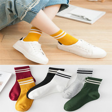 2019 College Style Classic Socks Ladies Men's Two-striped Cotton Socks Hip-hop Skateboard Short Harajuku Black White Funny Socks 2024 - buy cheap