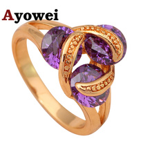 AYOWEI Delicate Bohemia  Gold color Health Jewelry Crystal Zircon Element Ring Sz #5.5 #5.75 #6.5 #6.75 JR1850A 2024 - buy cheap