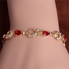 New 4 colors Beautiful Bracelet for Women Colorful Austrian Crystal Fashion Heart Chain Bracelet 2024 - buy cheap