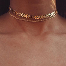 Multi Arrow choker Necklace Women Two Layers Necklaces Gold Color Fishbone Airplane Necklace Flat Chain Chocker On Neck Jewelry 2024 - buy cheap