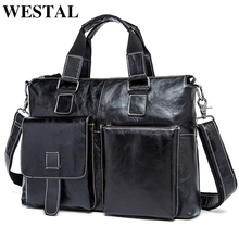 WESTAL Men's Briefcase Genuine Leather Man Bag Satchel Messenger Bags Men Leather Laptop Bag for Document Totes Computer Bags 2024 - buy cheap