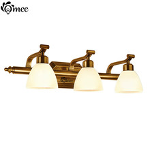 Omee Vintage LED Light Glass Lampshade Wall Lights retro Classical Bathroom Vanity Mirror Lamps Home Bronze Indoor Wall Lighting 2024 - buy cheap