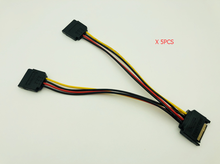 5 шт. 15Pin SATA Male to 2 Female 15Pin Serial ATAPC компьютерный силовой кабель питания HDD сплиттер соединительные кабели для BTC ETH Mining 2024 - купить недорого