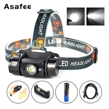 Asafee Mini IR Sensor Headlight Induction USB Rechargeable Lanterna LED Headlamp 800lm 3W Flashlight Head Torch 18650 Battery 2024 - buy cheap