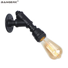 Luminária de parede retrô com tubo de água industrial, para decoração de loft, casa com lâmpada e27 led de parede, ferro, ferrugem, iluminação interna