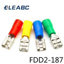 FDD2-187 Female Insulated Electrical Crimp Terminal for 16-14 AWG Connectors Cable Wire Connector 100PCS/Pack FDD2-187 FDD 2024 - buy cheap