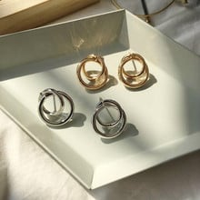 Minimalist Double Circle Metal Gold /Silver Colour Stud Earrings Ear Jacket Best Gift For Women Girl Fashion Jewelry 2024 - buy cheap