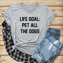 Футболка унисекс Life Goal для домашних питомцев, смешной топ с графическим рисунком, серая одежда, хлопковая футболка, стильная одежда с надписью «Собака» для мам 2024 - купить недорого