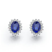 1.5Ct/piece Navy-Blue Diamonds Women Stud Earrings Authentic 925 Silver Luxury Color Jewelry Engagement Earring 2024 - buy cheap