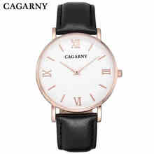 Cabarny relógio de quartzo masculino, relógio estilo fashion ultrafino capa couro pulseira de relógio de marca de luxo 2024 - compre barato