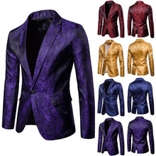 Новый мужской модный брендовый блейзер в британском стиле, повседневный приталенный пиджак, мужской смокинг на одной пуговице, Masculino, большие размеры 3XL 2024 - купить недорого