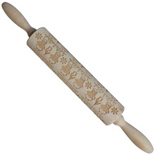 Christmas Embossing Wood Rolling Pins Baking Cookies Noodle Biscuit Fondant Cake Dough Engraved Roller Chicks Rabbit Butterfly 2024 - buy cheap
